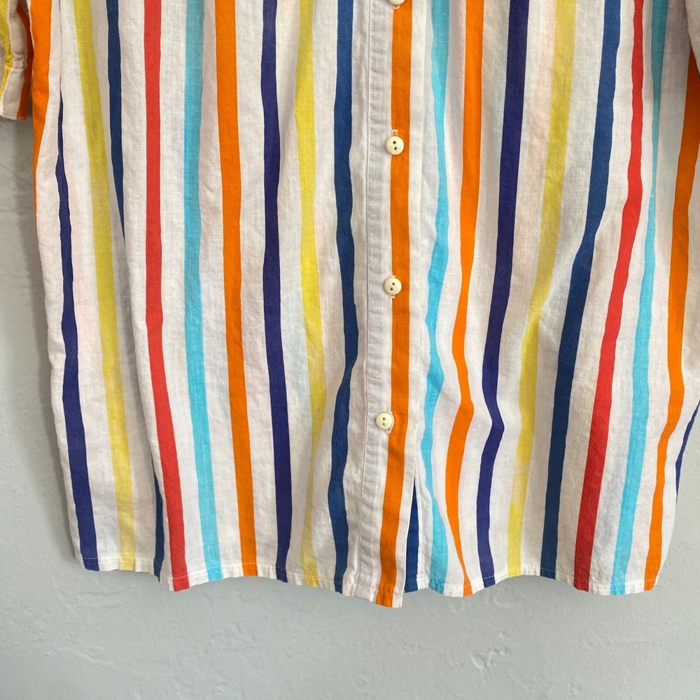 Marcello Cioni Rainbow Stripe Top Women Size 44 Button Down Short Sleeve - Picture 5 of 10